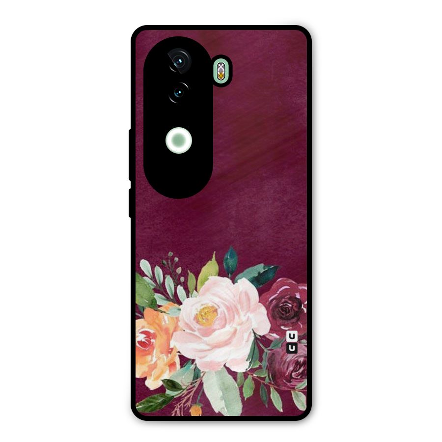 Plum Floral Design Metal Back Case for iQOO Z9s