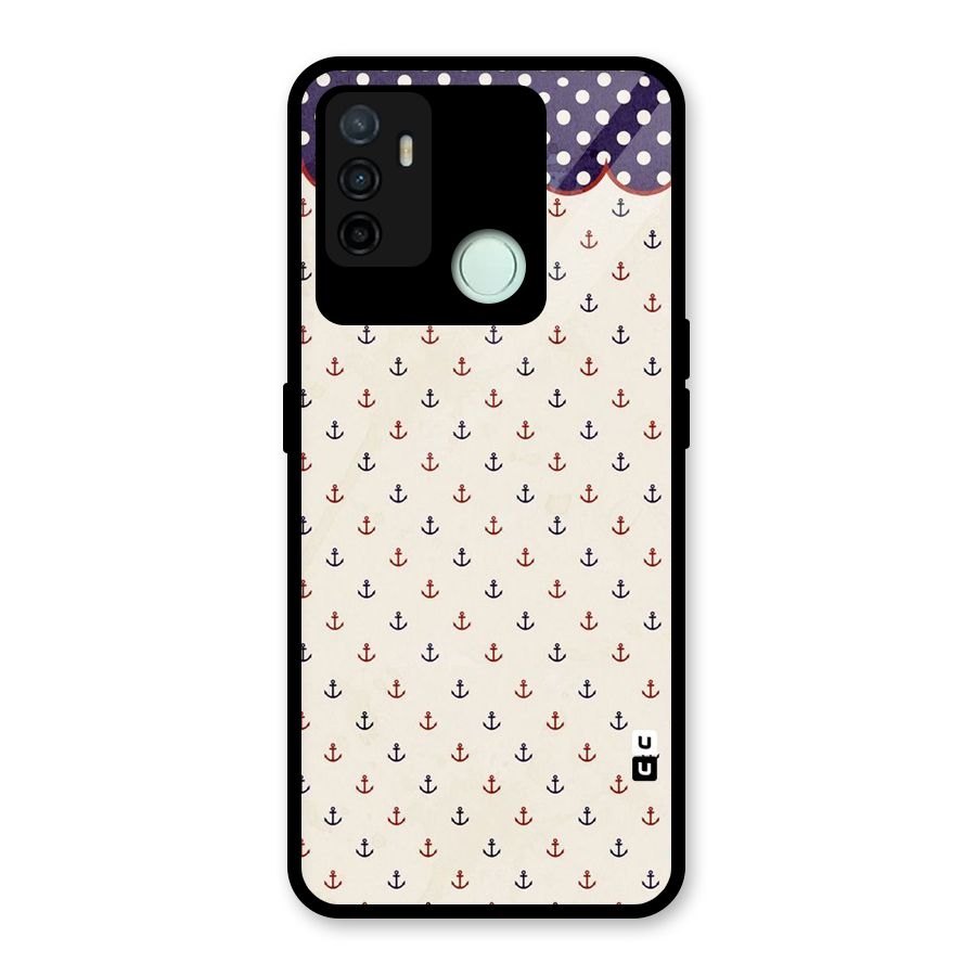 Polka Anchor Glass Back Case for Oppo A53