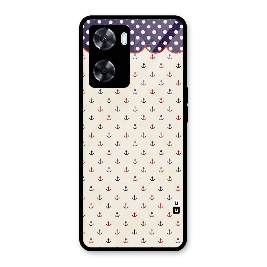 Polka Anchor Glass Back Case for Oppo A77s
