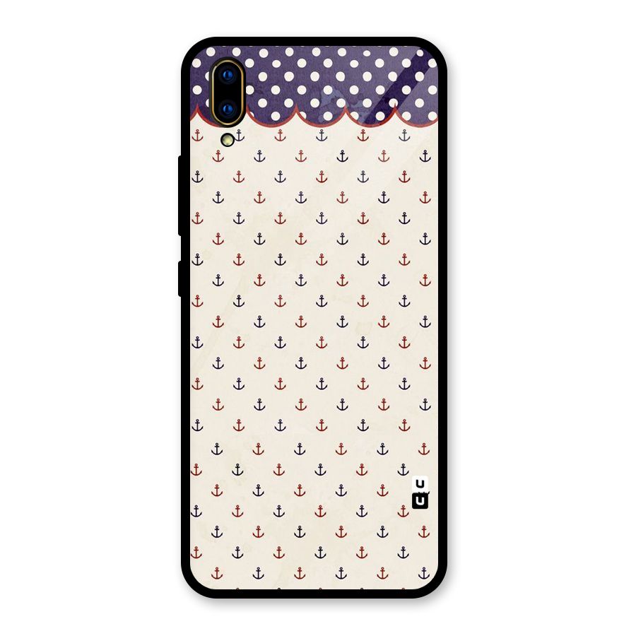 Polka Anchor Glass Back Case for Vivo V11 Pro