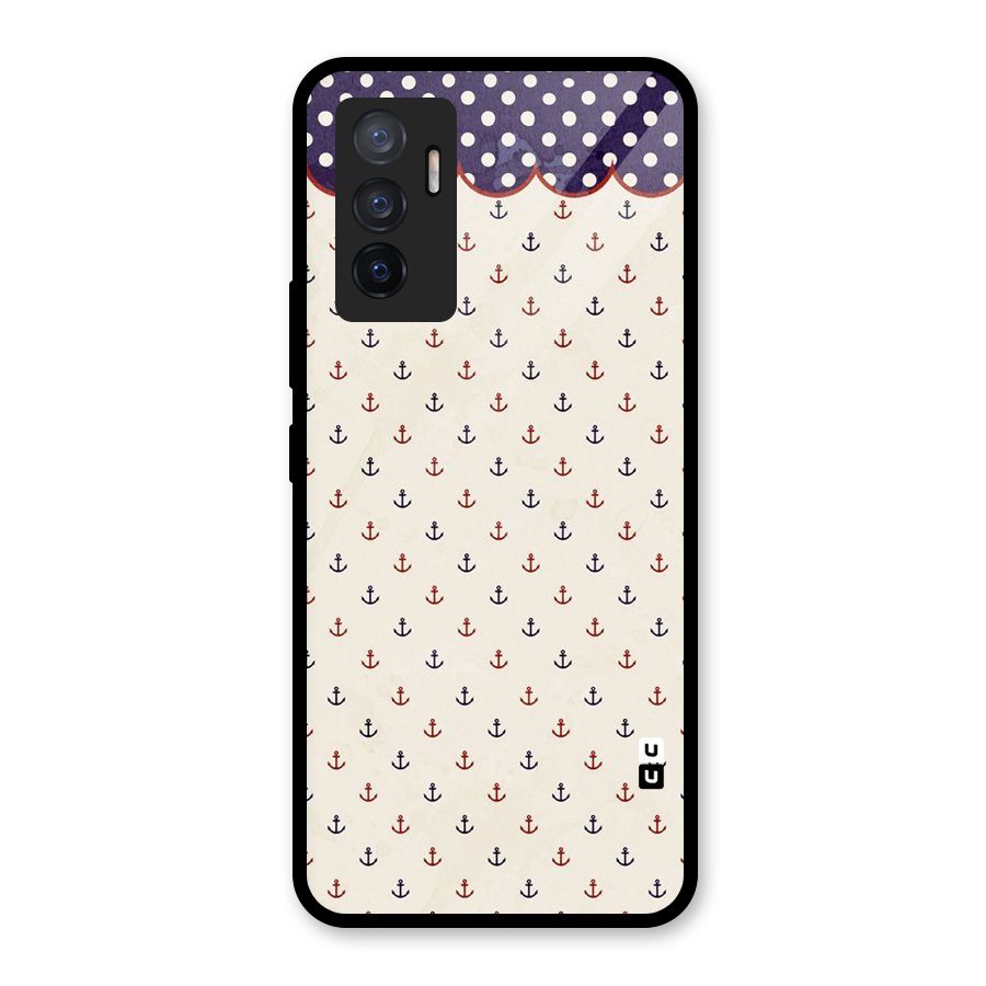 Polka Anchor Glass Back Case for Vivo V23e