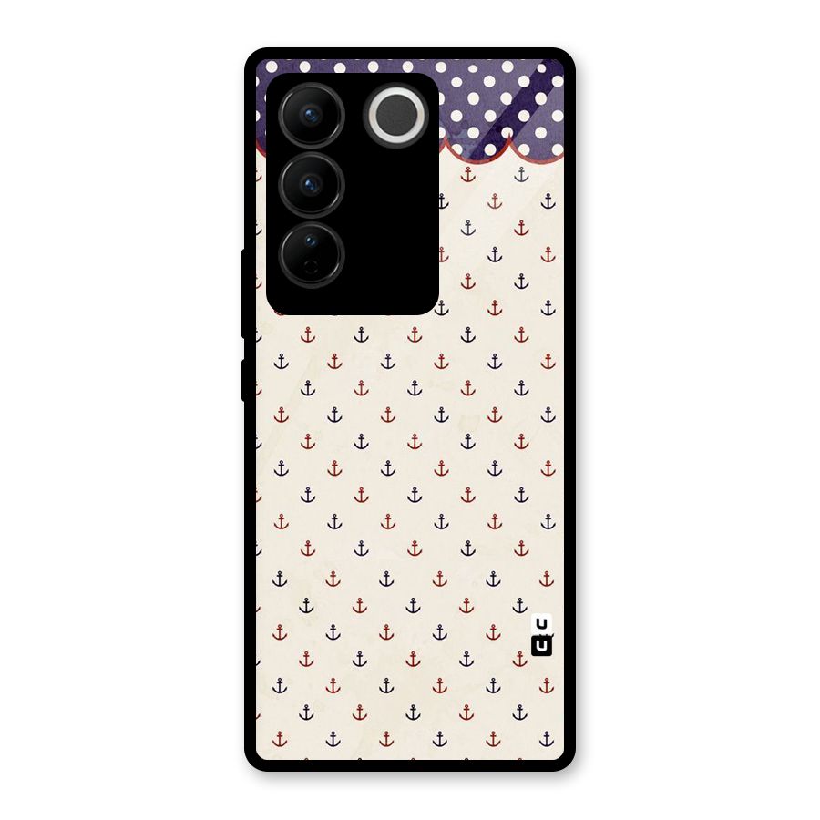 Polka Anchor Glass Back Case for Vivo V27