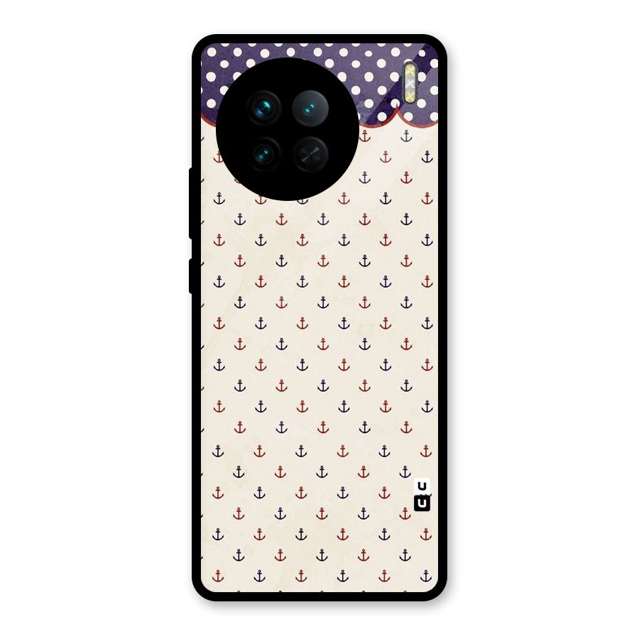 Polka Anchor Glass Back Case for Vivo X90