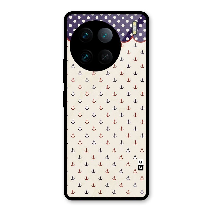 Polka Anchor Glass Back Case for Vivo X90 Pro