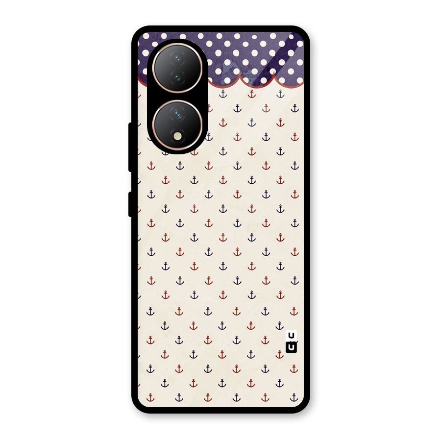 Polka Anchor Glass Back Case for Vivo Y100A