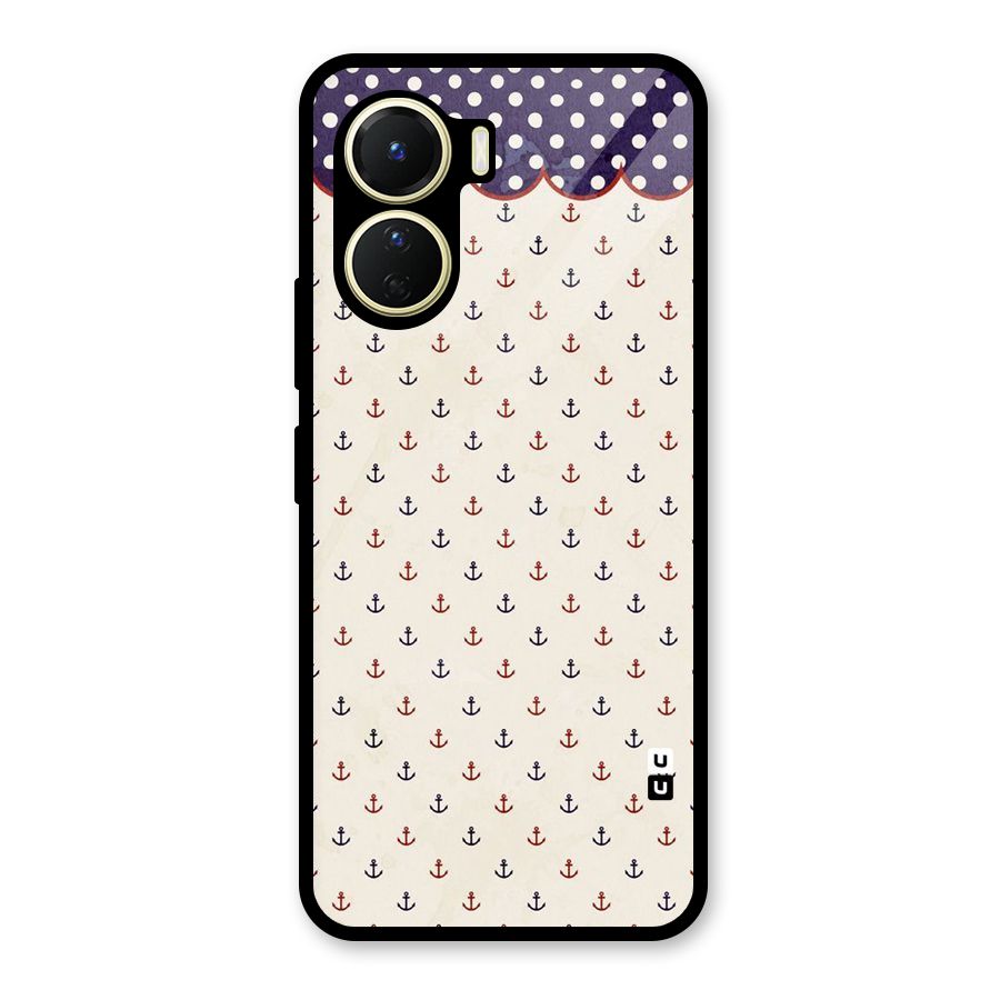 Polka Anchor Glass Back Case for Vivo Y16