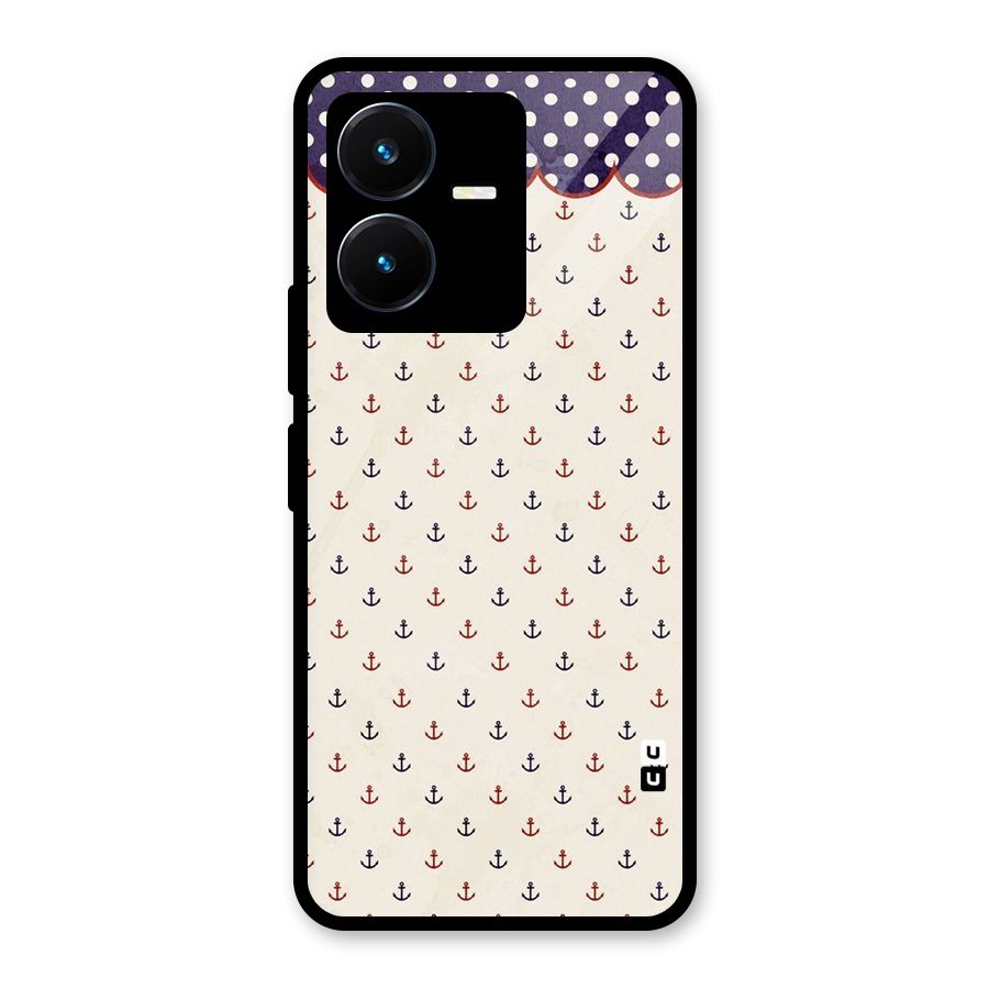 Polka Anchor Glass Back Case for Vivo Y22s