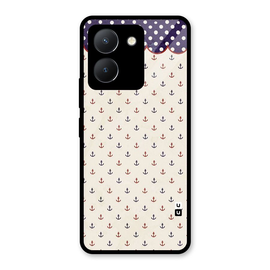 Polka Anchor Glass Back Case for Vivo Y36