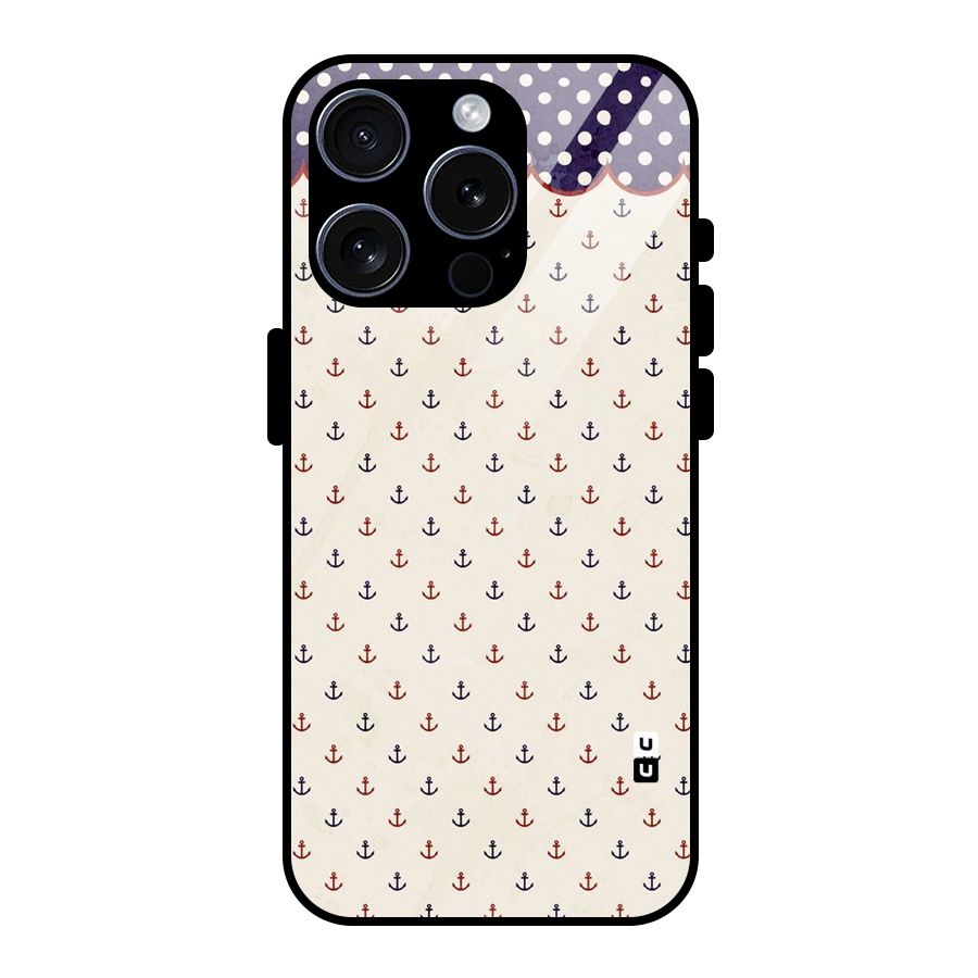Polka Anchor Glass Back Case for iPhone 15 Pro