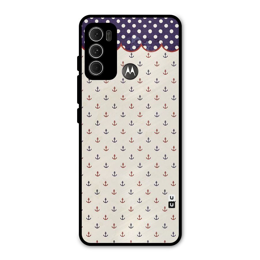 Polka Anchor Metal Back Case for Moto G60