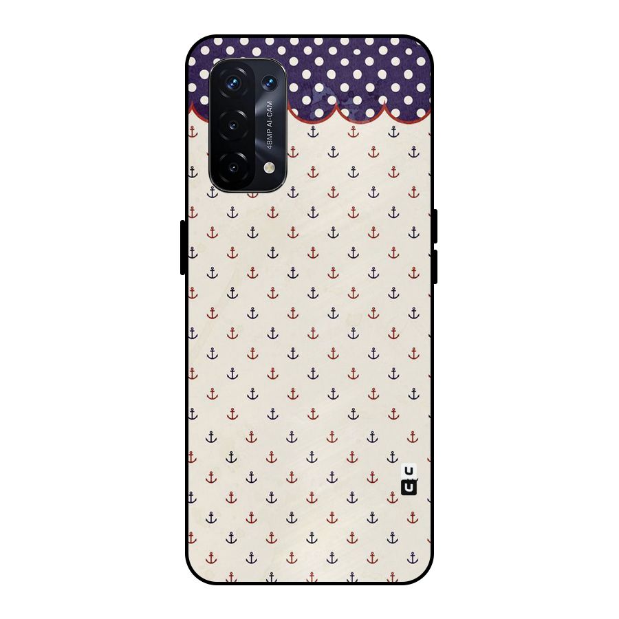 Polka Anchor Metal Back Case for Oppo A74 5G