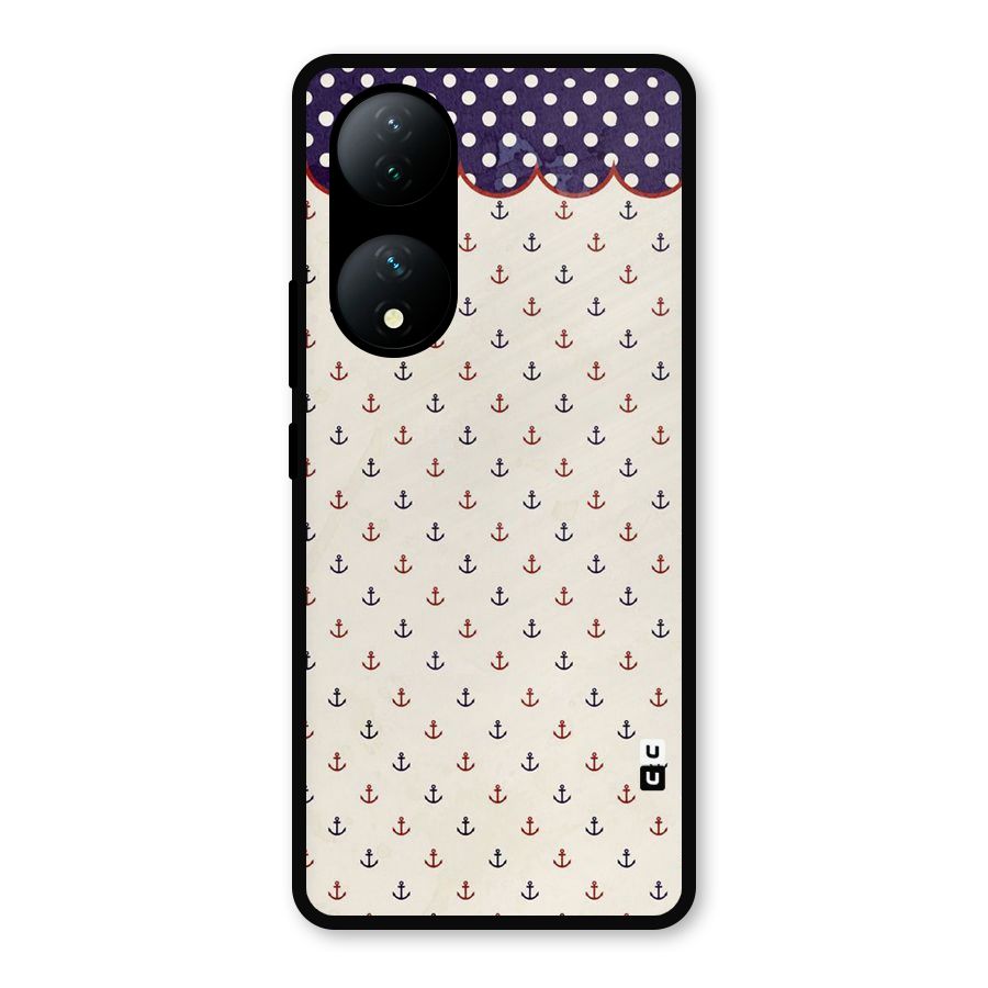 Polka Anchor Metal Back Case for Vivo Y100a