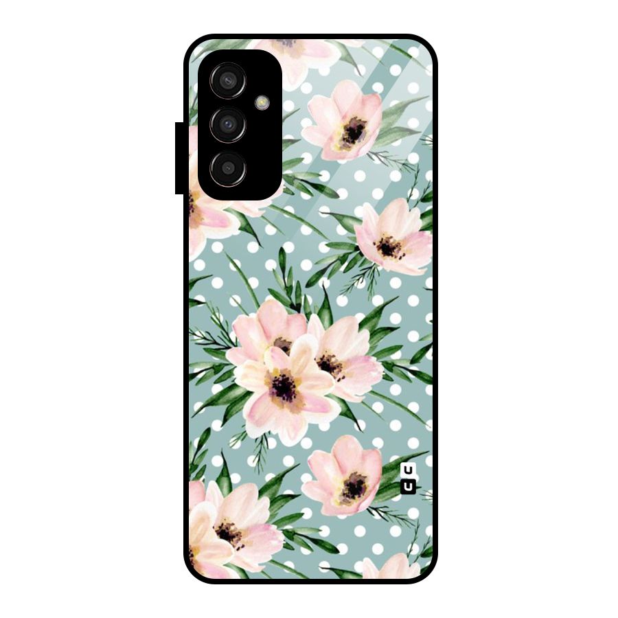 Polka Art Floral Glass Back Case for Galaxy F13