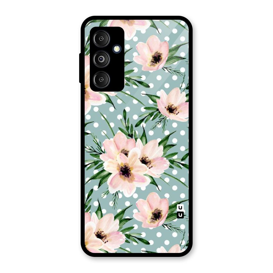 Polka Art Floral Glass Back Case for Galaxy M14 5G