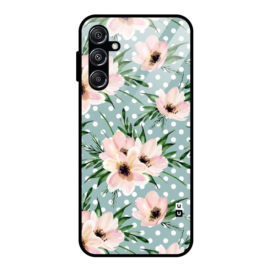 Polka Art Floral Glass Back Case for Galaxy M34 5G