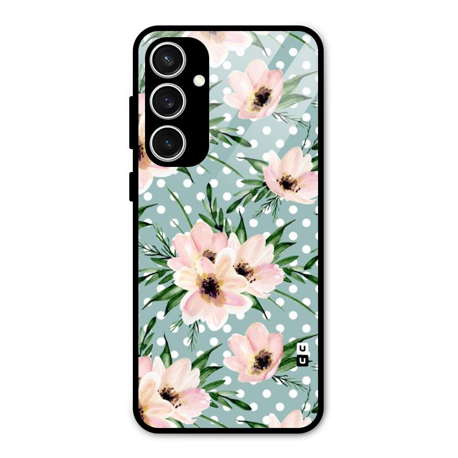 Polka Art Floral Glass Back Case for Galaxy S23 FE