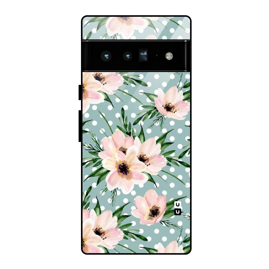 Polka Art Floral Glass Back Case for Google Pixel 6 Pro