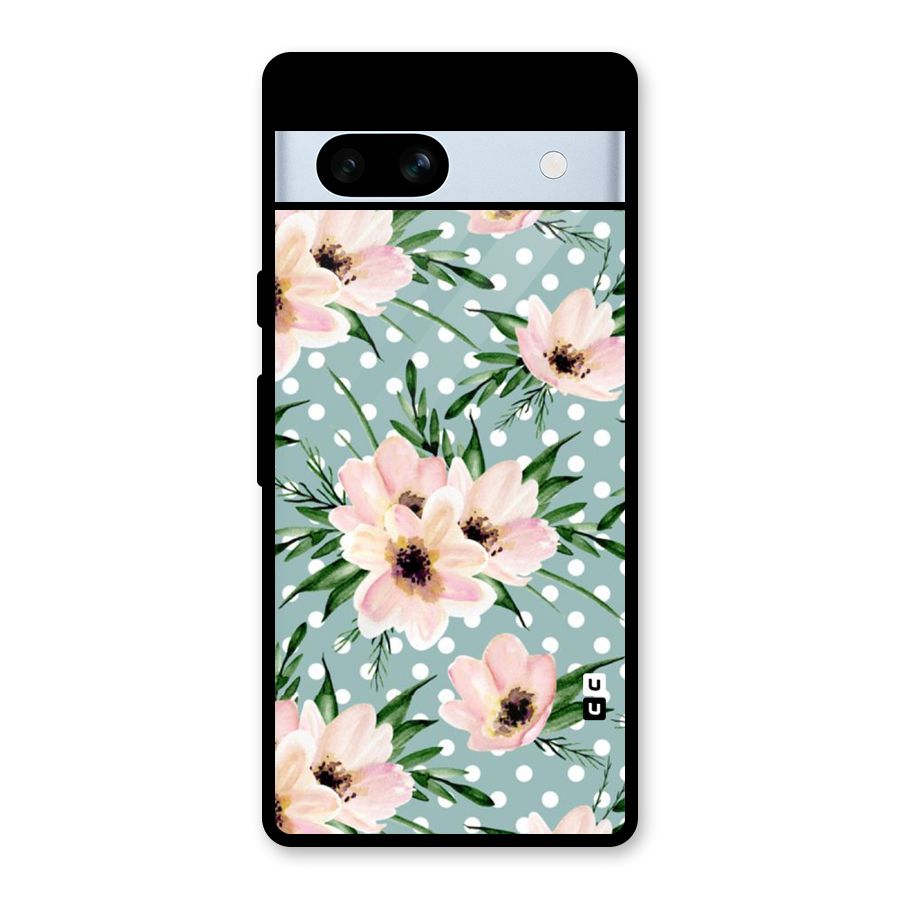 Polka Art Floral Glass Back Case for Google Pixel 7a