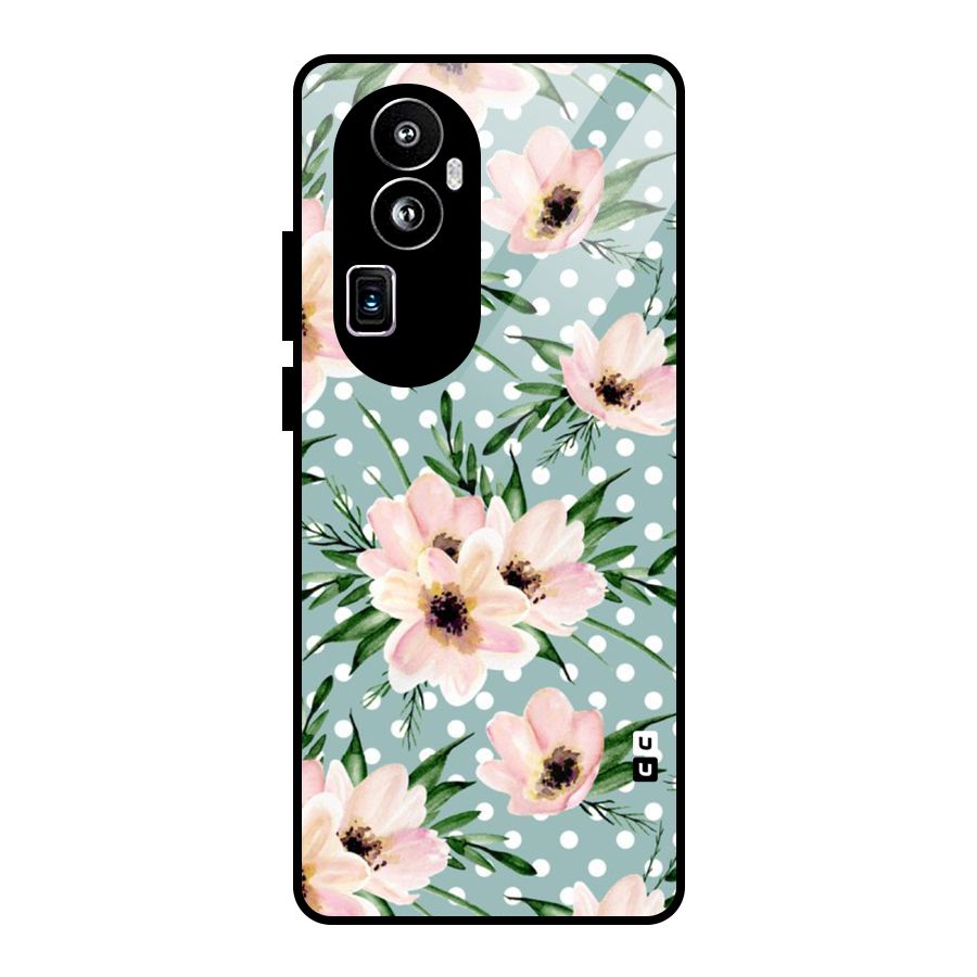 Polka Art Floral Glass Back Case for Oppo Reno10 Pro Plus