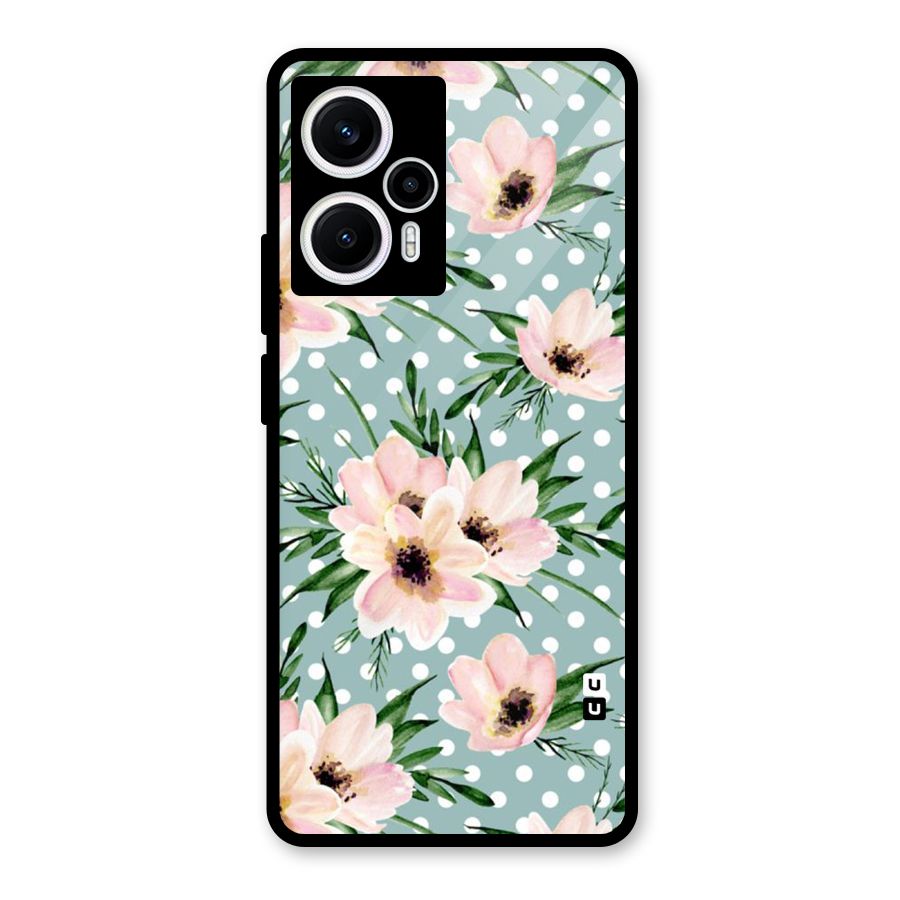 Polka Art Floral Glass Back Case for Poco F5