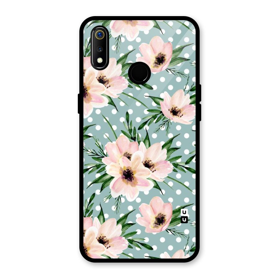 Polka Art Floral Glass Back Case for Realme 3