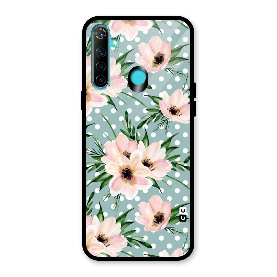 Polka Art Floral Glass Back Case for Realme 5