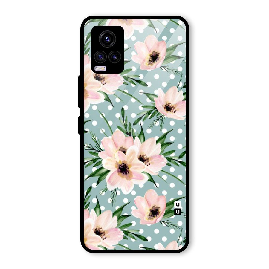Polka Art Floral Glass Back Case for Vivo V20 2021