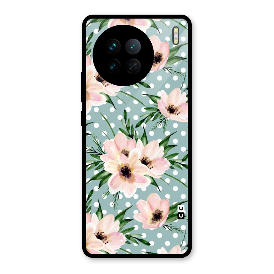 Polka Art Floral Glass Back Case for Vivo X90