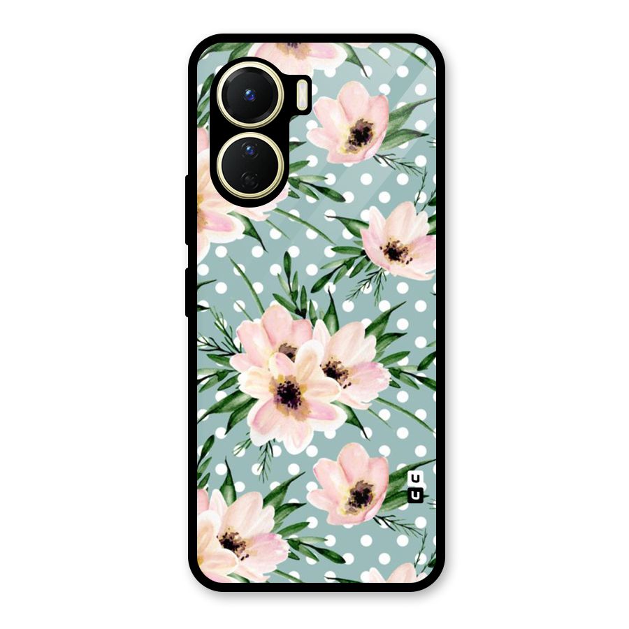 Polka Art Floral Glass Back Case for Vivo Y56