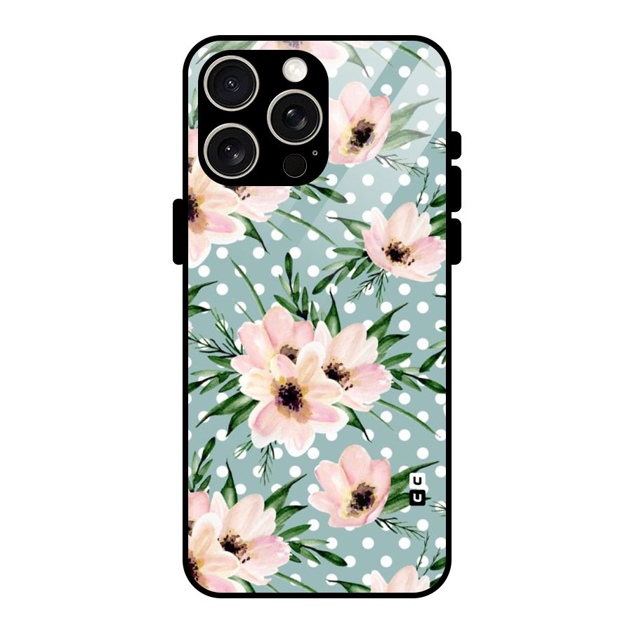 Polka Art Floral Glass Back Case for iPhone 15 Pro Max