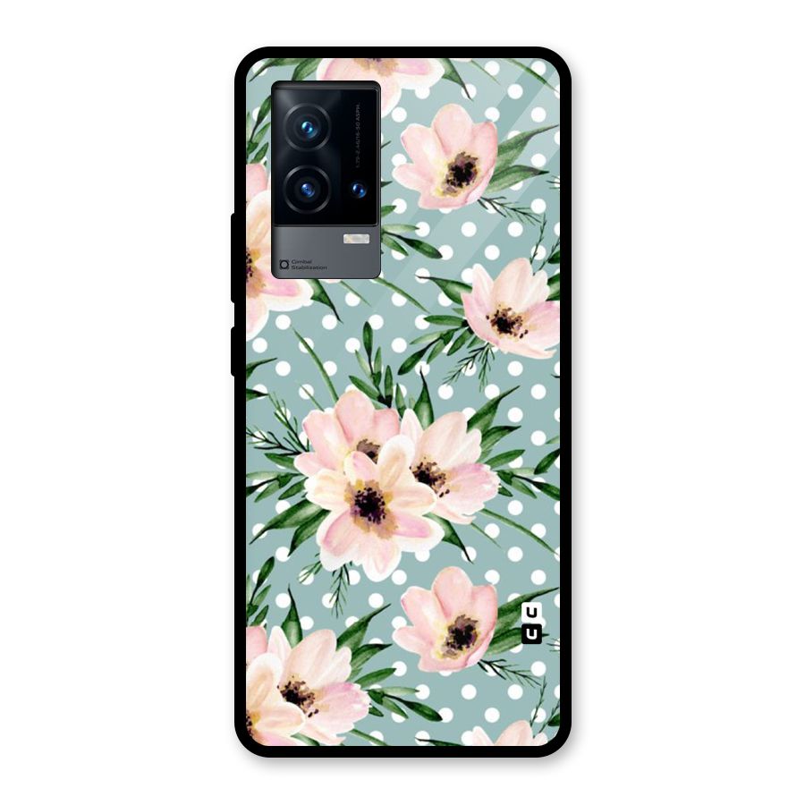 Polka Art Floral Glass Back Case for iQOO 9 5G