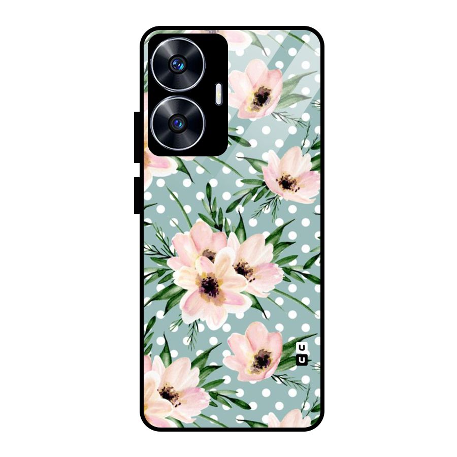 Polka Art Floral Glass Back Case for realme C55