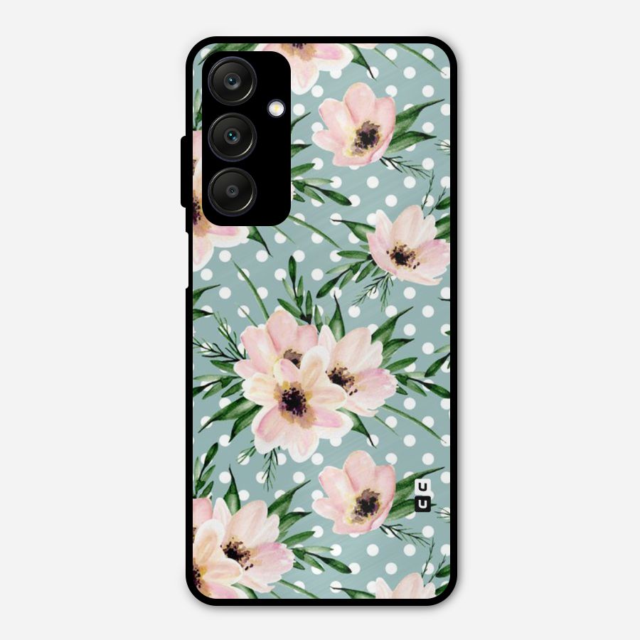 Polka Art Floral Metal Back Case for Galaxy A25 5G