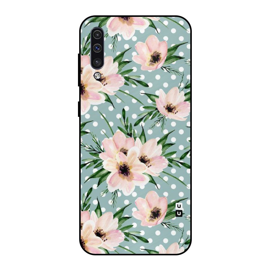 Polka Art Floral Metal Back Case for Galaxy A30s