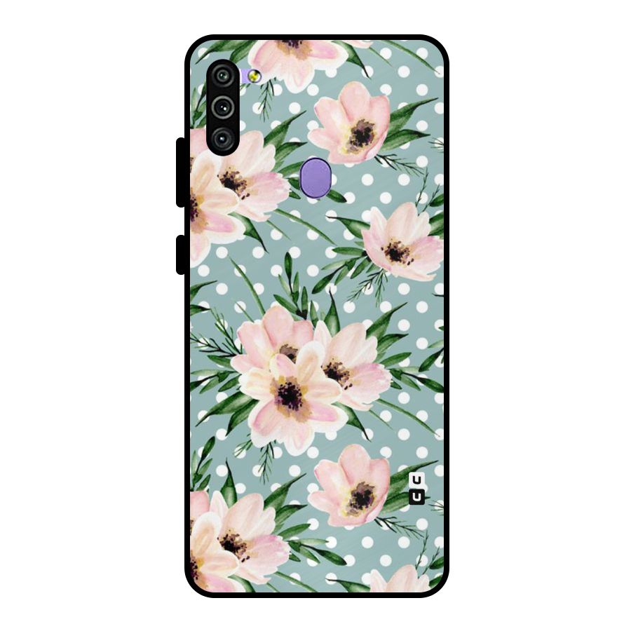 Polka Art Floral Metal Back Case for Galaxy M11