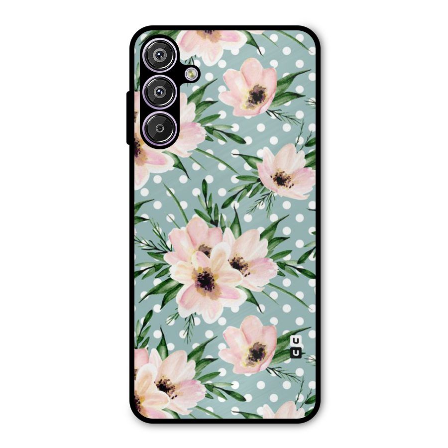 Polka Art Floral Metal Back Case for Galaxy M15