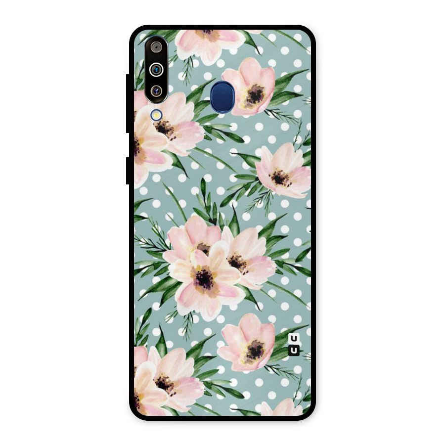 Polka Art Floral Metal Back Case for Galaxy M30