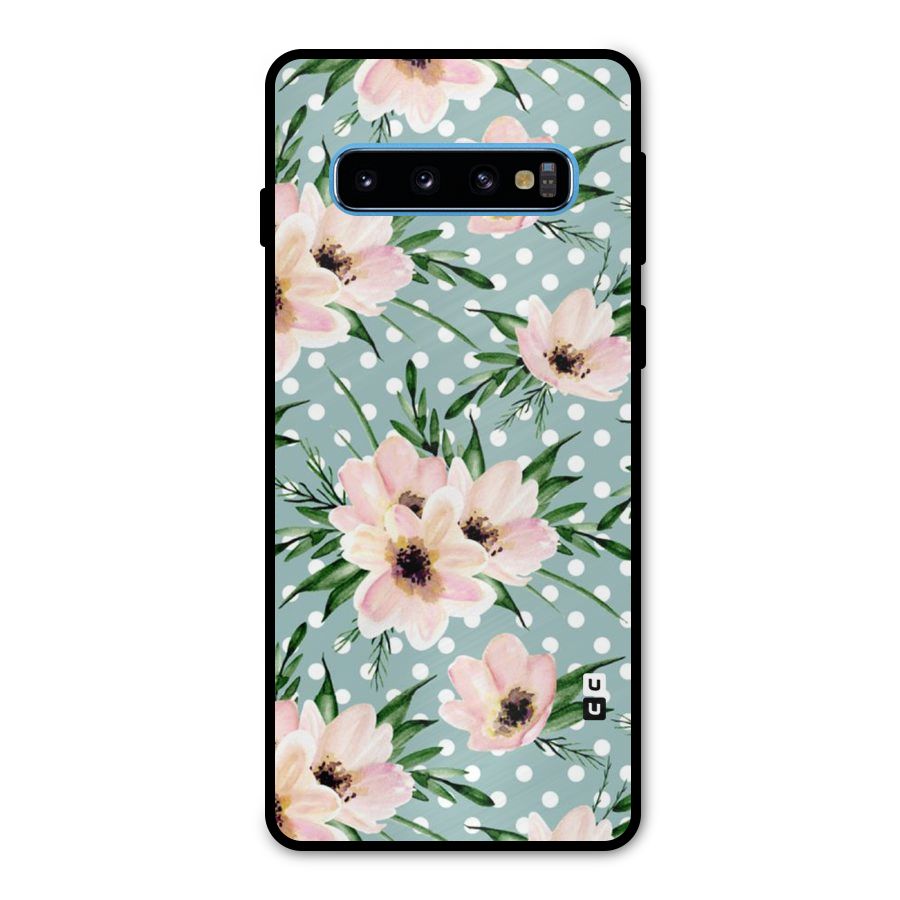 Polka Art Floral Metal Back Case for Galaxy S10