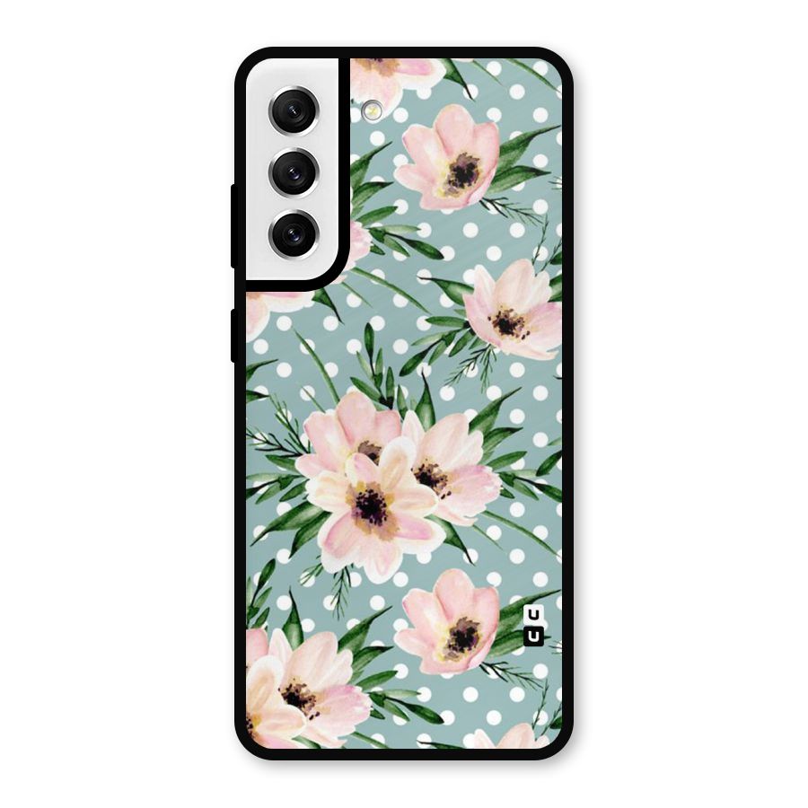 Polka Art Floral Metal Back Case for Galaxy S21 FE 5G