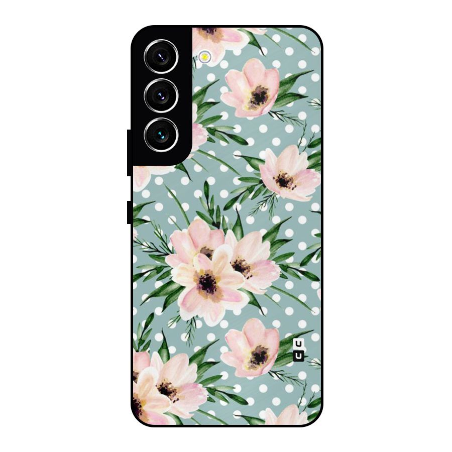 Polka Art Floral Metal Back Case for Galaxy S22 5G