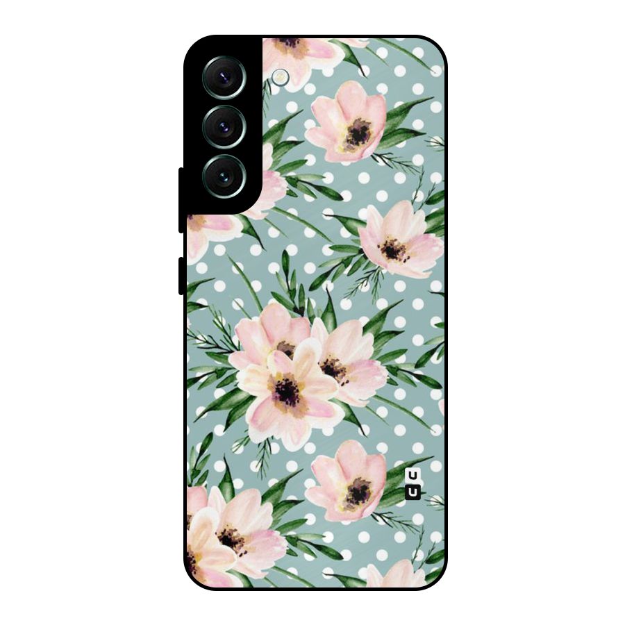 Polka Art Floral Metal Back Case for Galaxy S22 Plus 5G