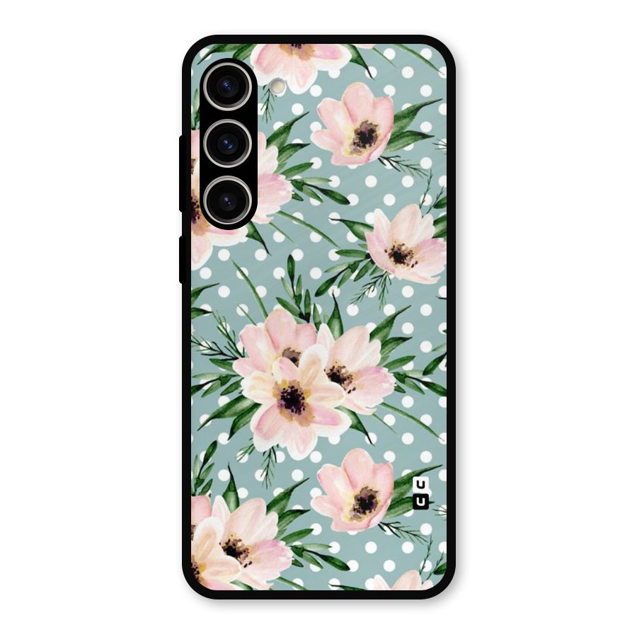 Polka Art Floral Metal Back Case for Galaxy S23 Plus