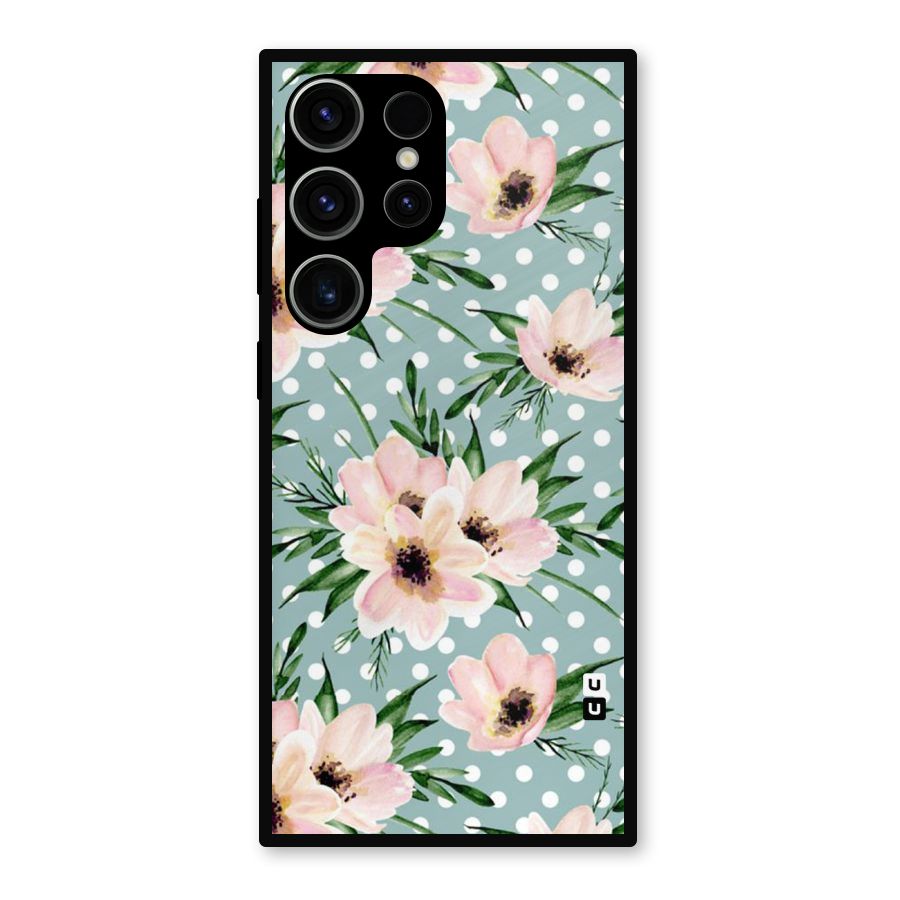 Polka Art Floral Metal Back Case for Galaxy S23 Ultra