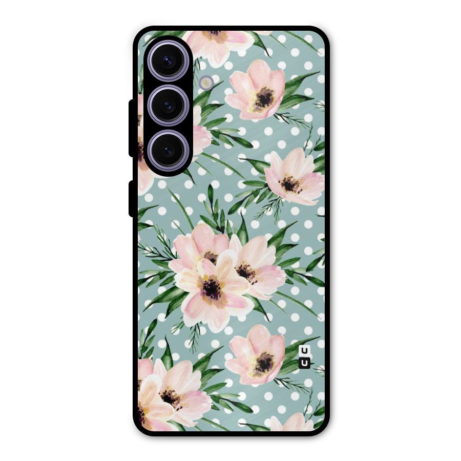 Polka Art Floral Metal Back Case for Galaxy S24