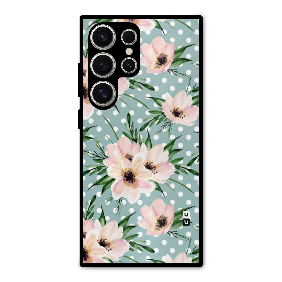 Polka Art Floral Metal Back Case for Galaxy S24 Ultra