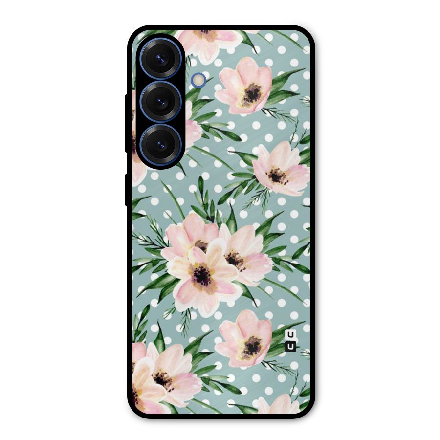 Polka Art Floral Metal Back Case for Galaxy S25