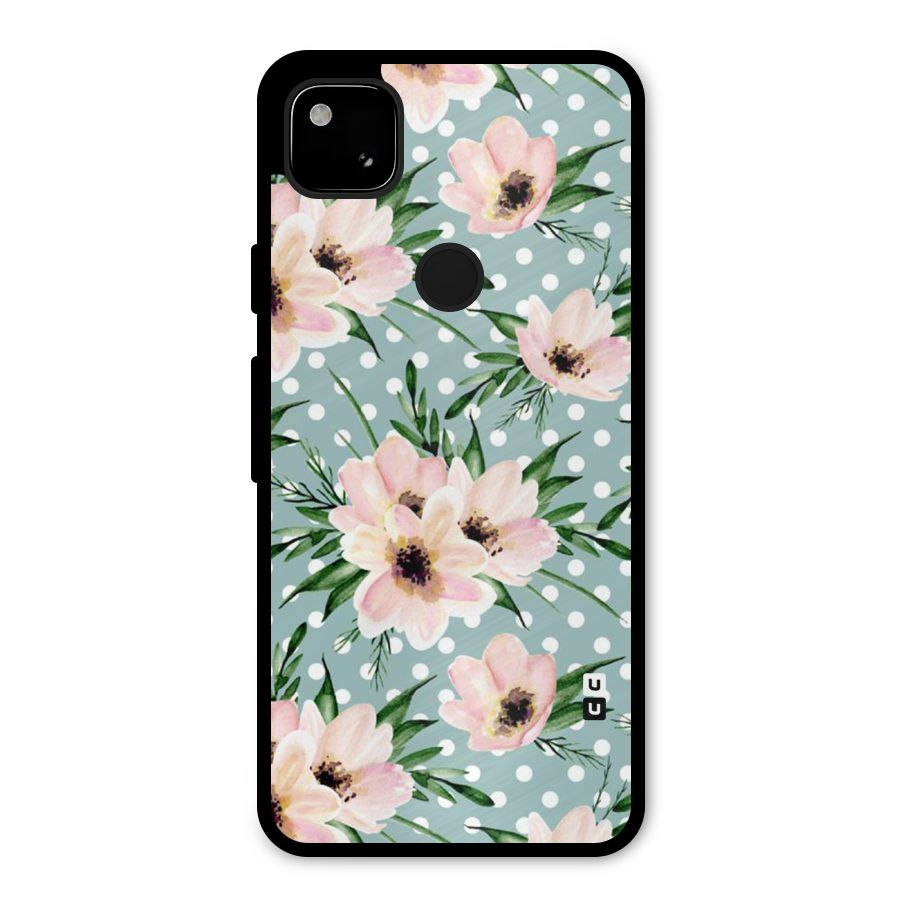 Polka Art Floral Metal Back Case for Google Pixel 4a