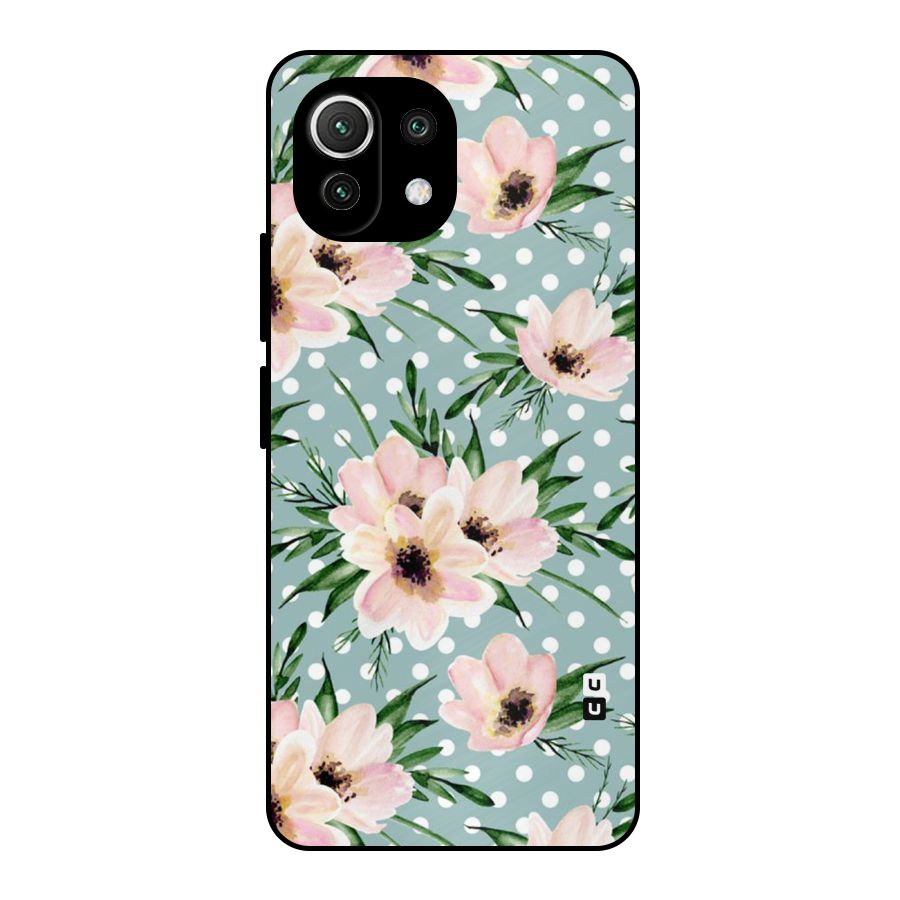 Polka Art Floral Metal Back Case for Mi 11 Lite