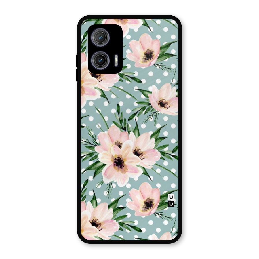 Polka Art Floral Metal Back Case for Moto G73