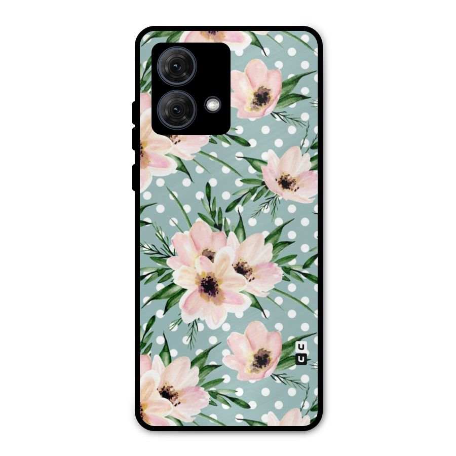Polka Art Floral Metal Back Case for Moto G84